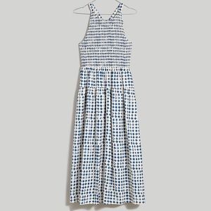 Madewell Shibori Print Blue Tie Dye Halter Tiered Midi Dress XS